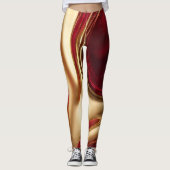 Abstract-Flow Art-Red en Gold- Leggings (Voorkant)