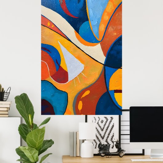 Abstract Flow of Colors Poster (Thuiskantoor)