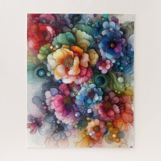 Abstract Flower Alcohol Ink Legpuzzel (Verticaal)