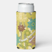 Abstract Flower and Camouflage Stripes Pattern Seltzer Blikjeskoeler (Seltzer Voorkant)