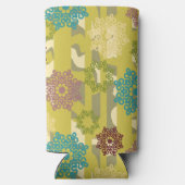 Abstract Flower and Camouflage Stripes Pattern Seltzer Blikjeskoeler (Achterkant)