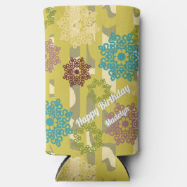 Abstract Flower and Camouflage Stripes Pattern Seltzer Blikjeskoeler