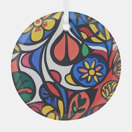 Abstract Flower Glass Ornament (Voorkant)