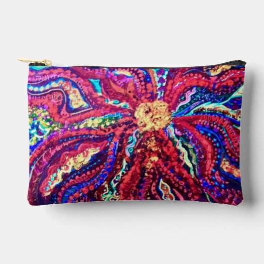 Abstract Flower Pouch-Colorful Floral Zip Bag Etui (Voorkant)
