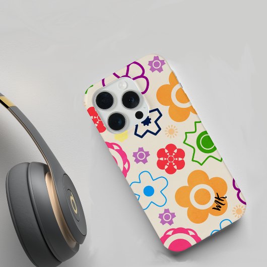Abstract Flower Power Monogram iPhone Case iPhone Hoesje