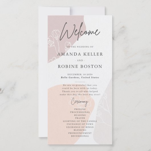 Abstract Flower Wedding Programma (Voorkant)