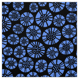 Abstract Flowers 031023 - Baby Blauw op Zwart Stof