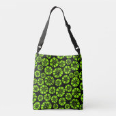 Abstract Flowers 031023 - Chartreuse op zwart Crossbody Tas (Achterkant)
