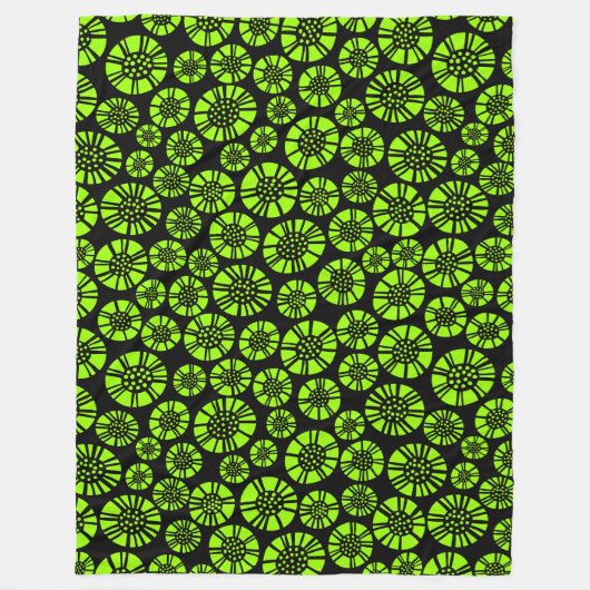 Abstract Flowers 031023 - Chartreuse op zwart Fleece Deken (Voorkant)