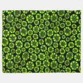 Abstract Flowers 031023 - Chartreuse op zwart Fleece Deken (Voorkant (Horizontaal))