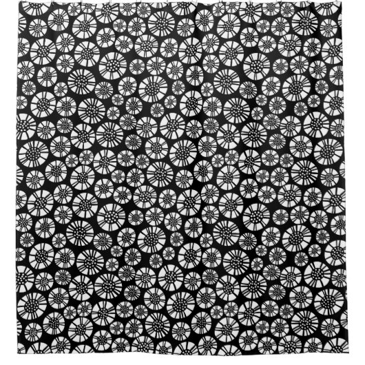 Abstract Flowers 031023 - Wit op Zwart Douchegordijn (Voorkant)