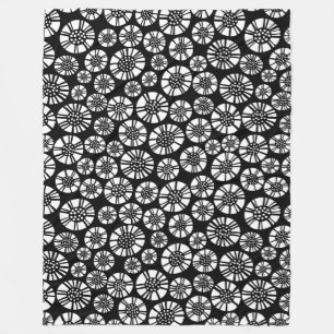 Abstract Flowers 031023 - Wit op Zwart Fleece Deken