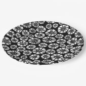 Abstract Flowers 031023 - Wit op Zwart Papieren Bordje (Gekanteld)