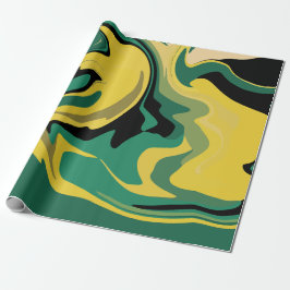 Abstract Flowing Green and Yellow Design Cadeaupapier