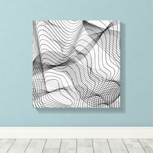 Abstract Flowing Lines Wall Art – Minimal Line Art Canvas Afdruk (Insitu (Houten vloer))