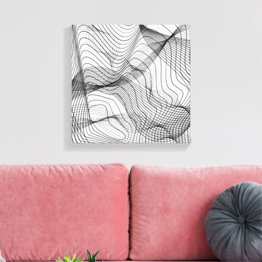 Abstract Flowing Lines Wall Art – Minimal Line Art Canvas Afdruk (Insitu (Woonkamer))