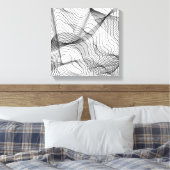 Abstract Flowing Lines Wall Art – Minimal Line Art Canvas Afdruk (Insitu (Slaapkamer))