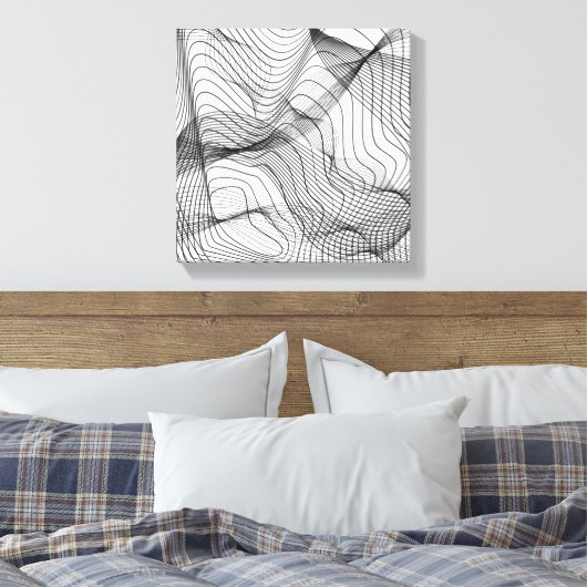 Abstract Flowing Lines Wall Art – Minimal Line Art Canvas Afdruk (Insitu (Slaapkamer))