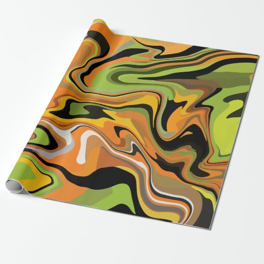Abstract Flowing Waves of Autumn Colors Cadeaupapier (Uitgerold)