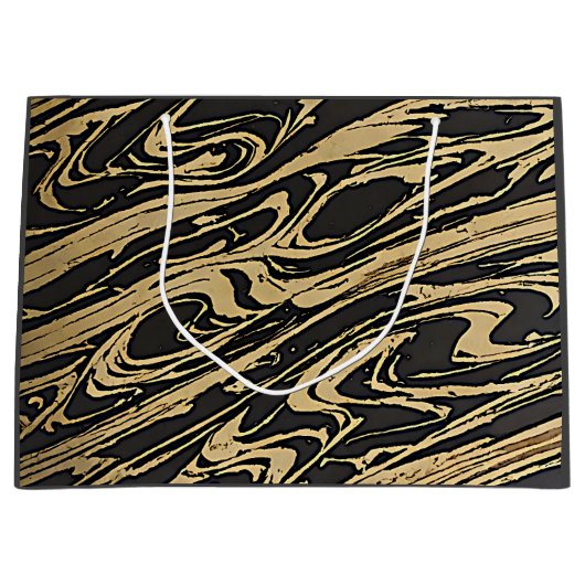 Abstract Fluid Art - Black Marble Effect Groot Cadeauzakje (Voorkant)