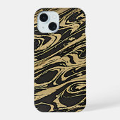 Abstract Fluid Art - Black Marble Effect iPhone 15 Case (Achterkant)