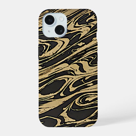 Abstract Fluid Art - Black Marble Effect iPhone 15 Case (Achterkant)