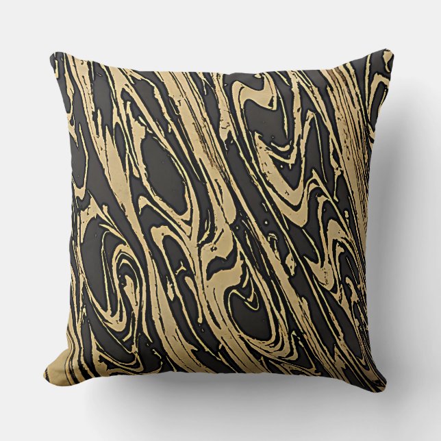 Abstract Fluid Art - Black Marble Effect Kussen (Voorkant)