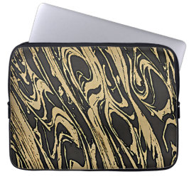 Abstract Fluid Art - Black Marble Effect Laptop Sleeve