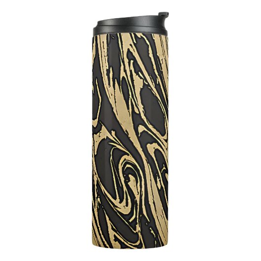 Abstract Fluid Art - Black Marble Effect Thermosbeker (Gedraaid links)