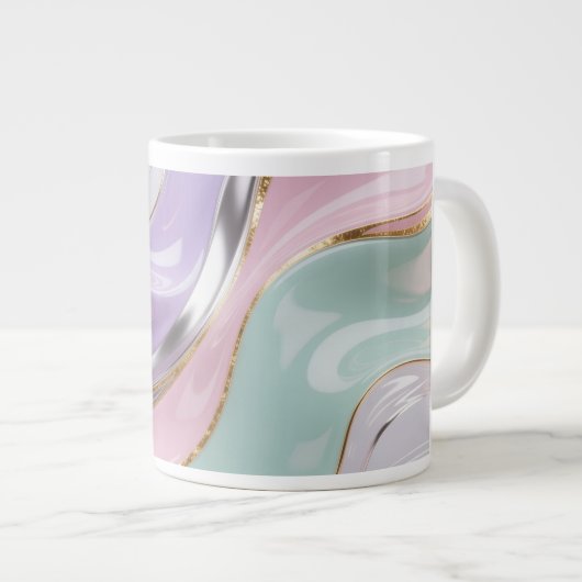 Abstract Fluid Art Pastel Mug – Trendy Pastel Art Grote Koffiekop (Voorkant rechts)