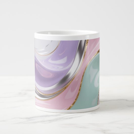 Abstract Fluid Art Pastel Mug – Trendy Pastel Art Grote Koffiekop (Voorkant)