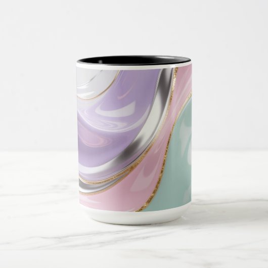Abstract Fluid Art Pastel Mug – Trendy Pastel Art Mok (Midden)