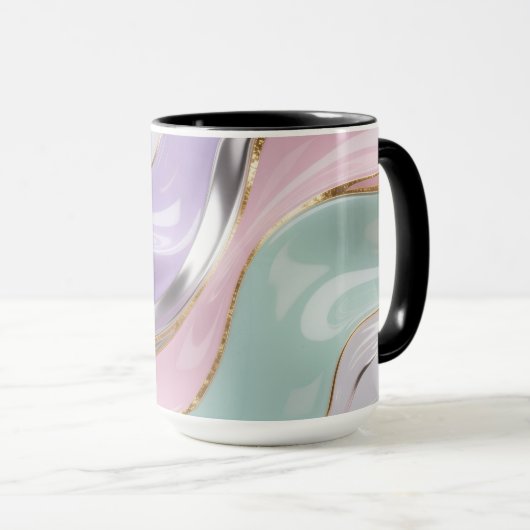 Abstract Fluid Art Pastel Mug – Trendy Pastel Art Mok (Voorkant rechts)