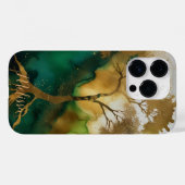 Abstract Fluid green Gold tree Personaliseer naam Case-Mate iPhone Case (Achterkant (horizontaal))