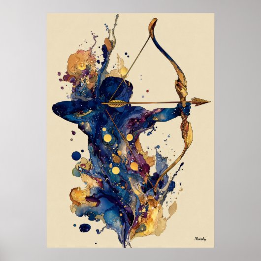 Abstract Fluid Ink Archer – Modern Motion Wall Art Poster (Voorkant)
