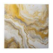 Abstract Fluid Ink Art Gold and White Marble  Tegeltje (Voorkant)