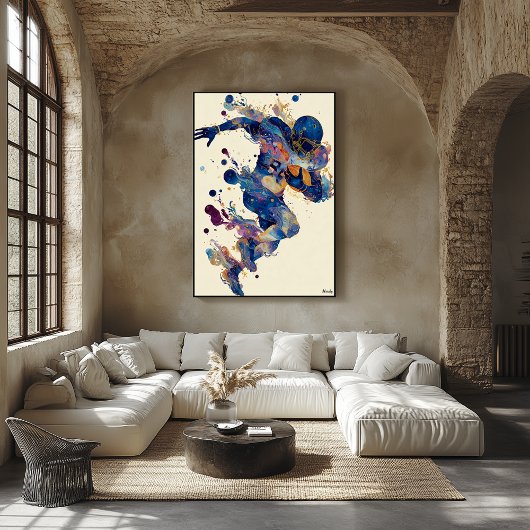 Abstract Fluid Ink Football Player – Expressive Poster