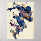 Abstract Fluid Ink Football Player – Expressive Poster (Voorkant)