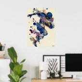 Abstract Fluid Ink Football Player – Expressive Poster (Thuiskantoor)