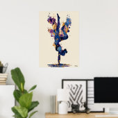 Abstract Fluid Ink Gymnast – Modern Motion Art Poster (Thuiskantoor)
