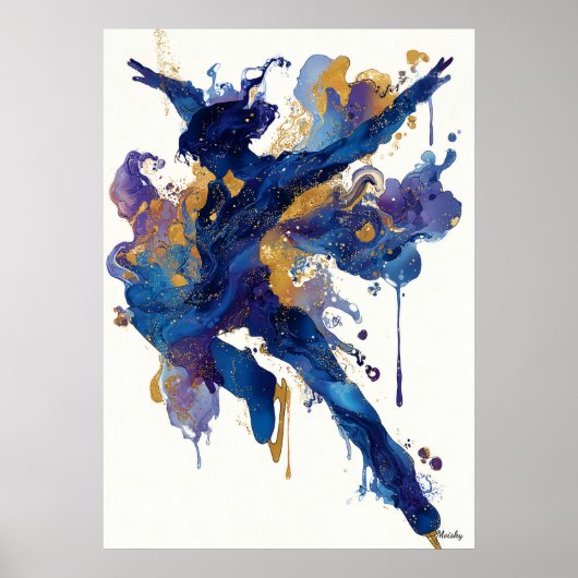 Abstract Fluid Ink Skater – Dynamic Motion Art Poster (Voorkant)