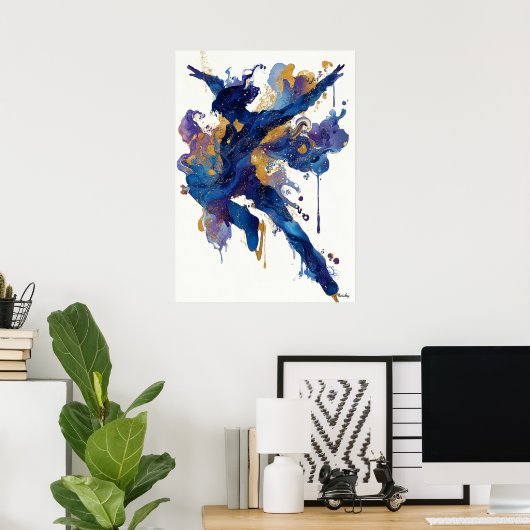 Abstract Fluid Ink Skater – Dynamic Motion Art Poster (Thuiskantoor)