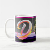 Abstract Fluid Letter D Neon Brush Koffiemok (Links)