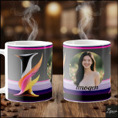 Abstract Fluid Letter I Neon Feather Koffiemok