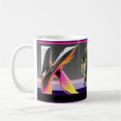 Abstract Fluid Letter K Neon Feather Koffiemok (Links)