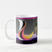 Abstract Fluid Letter L Neon Feather Koffiemok (Links)