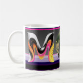 Abstract Fluid Letter M Neon Feather Koffiemok (Links)