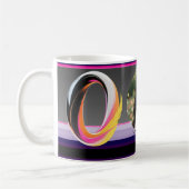Abstract Fluid Letter O Neon Feather Koffiemok (Links)
