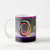 Abstract Fluid Letter Q Neon Feather Koffiemok (Links)