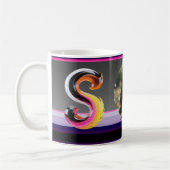 Abstract Fluid Letter S Neon Feather Koffiemok (Links)